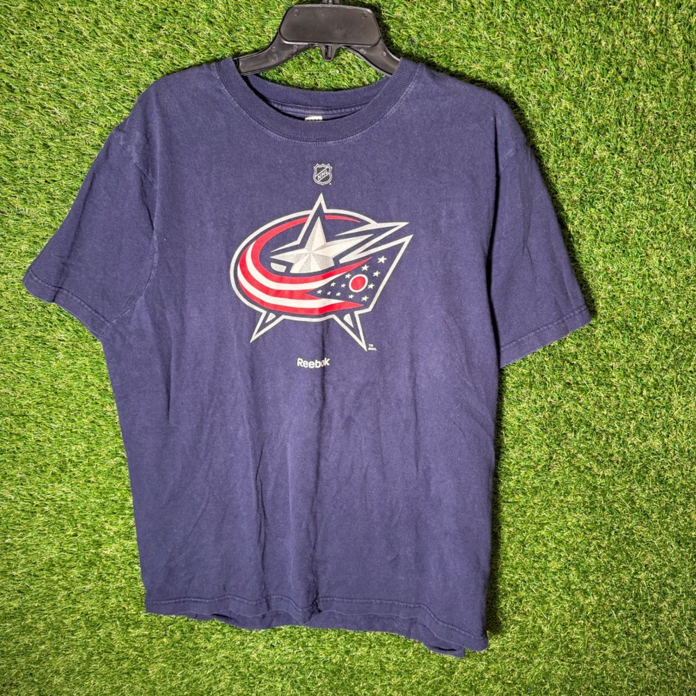 Reebok Columbus‎ Blue Jackets NHL Hockey T Shirt Adult XL Navy Blue Graphic Tee